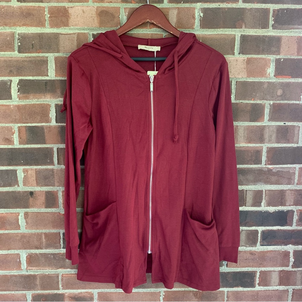 Miusey Maroon Tunic Hooded Sweatshirt Women’s Small Regular NEW